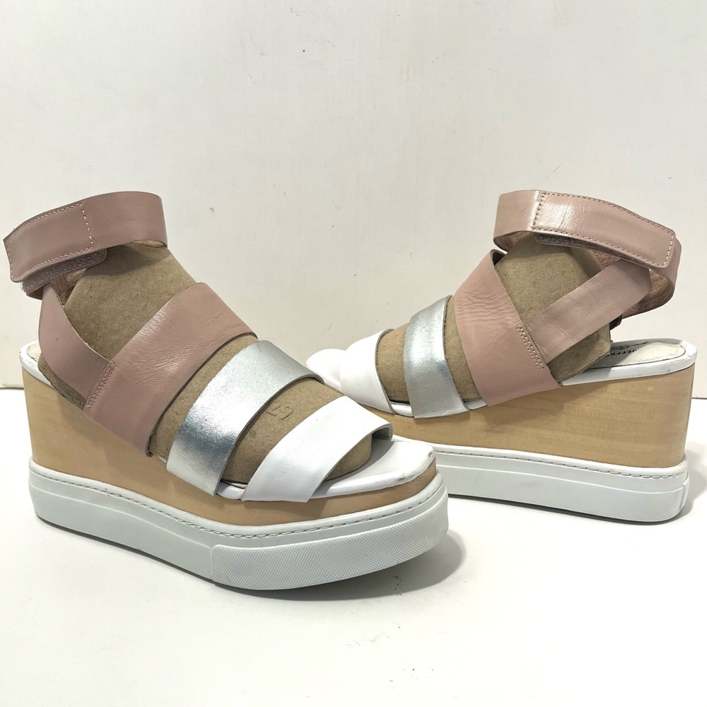 JEFFREY CAMPBELL X FREE PEOPLE Leather Platform Wedge Wrap Ankle Strap 6.5 -Read